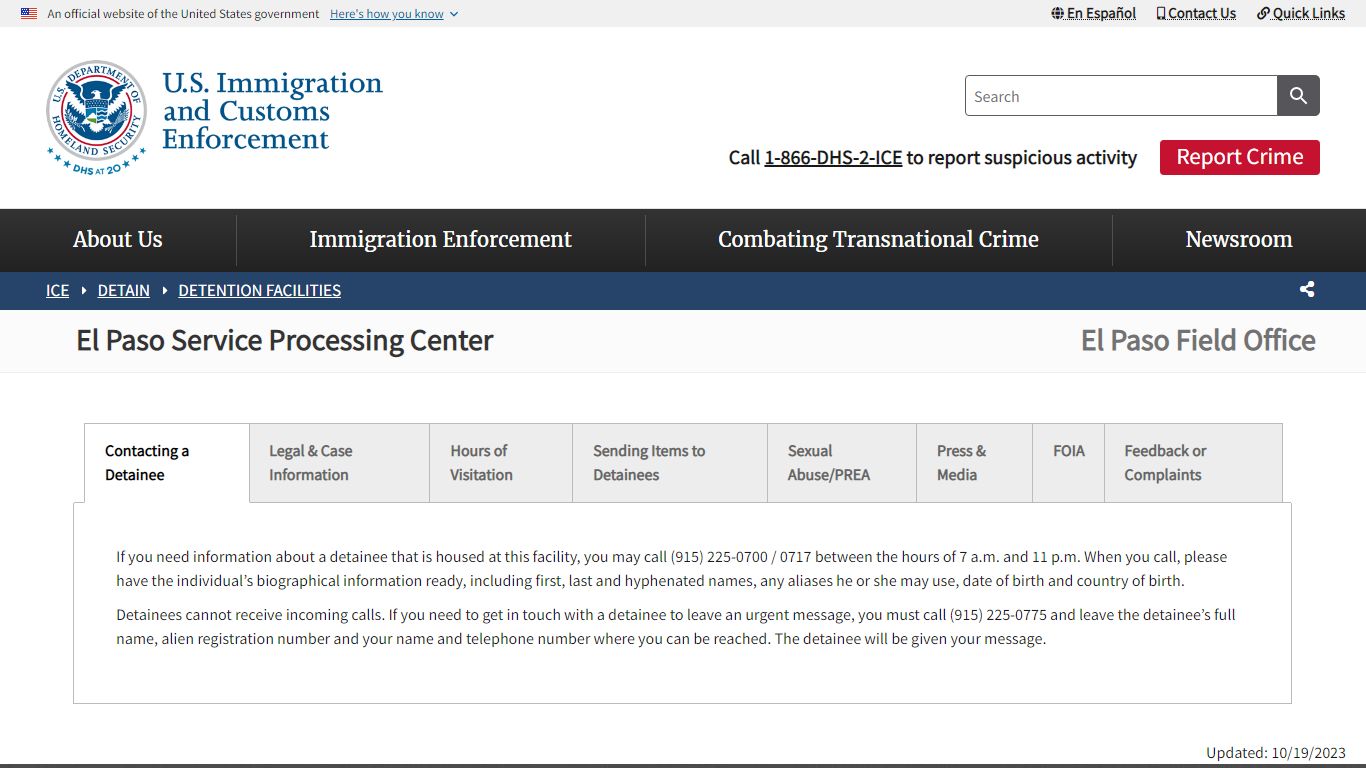 El Paso Service Processing Center | ICE