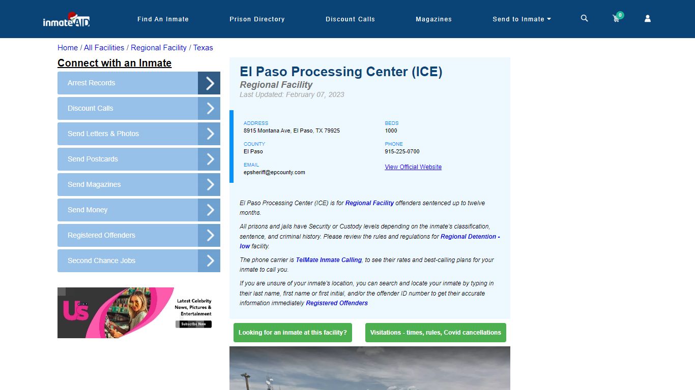 El Paso Processing Center (ICE) & Inmate Search - El Paso, TX